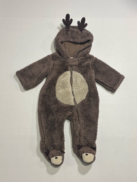 Carter's Other - Carter's Reindeer Hooded Fleece Zip One-Piece Coverall Brown/Beige size 3 months